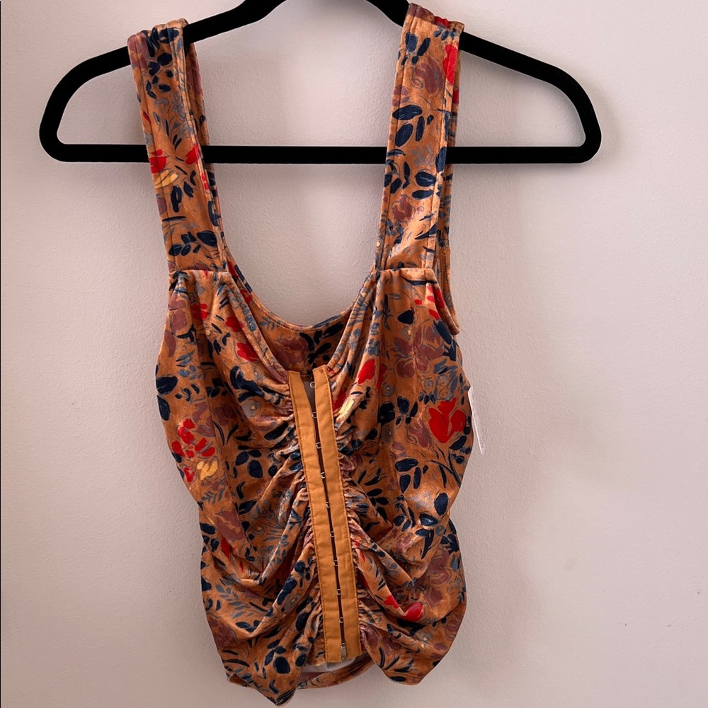 Free People floral Sleeveless Top with Ruched Front
